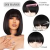 Luolihar Short Straight Bob Wig With Bangs Human Hair Brazilian Virgin Human Hair Wigs for Black Women None Lace Front Wigs Wear and Go Glueless Machine Made Bob Wigs Natural Black 12 Inch