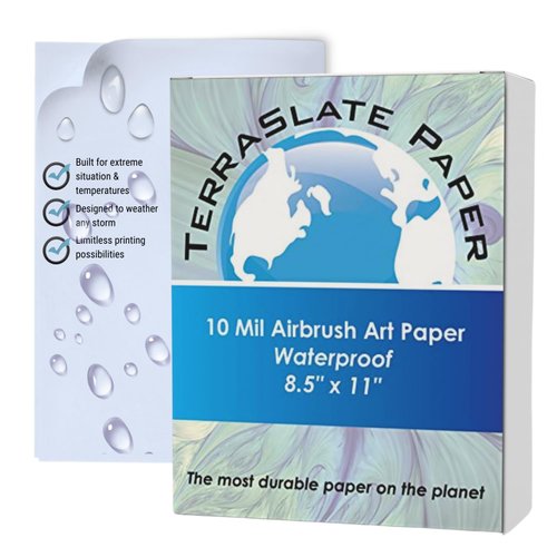 TerraSlate Paper 10 Mil 8.5" x 11" Airbrush Art Paper, Drawing Paper, Painting Paper, Sketch Paper, 25 Sheets