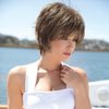 MIMAN Short Hair Wigs with Bangs Brown Mixed Blonde Pixie Cut Wig Short Hair Cuts for Women Natural Looking Synthetic Wigs for Halloween Costumes Daily Party Use
