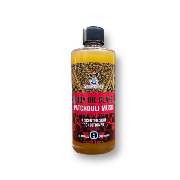 Aromastories Body Oil Glaze, Patchouli Musk 4oz, Mature Sensual Luxurious Traditional Rich Essential Oils, Highly Fragrant, Liquid Salve Moisturizer, Skin Conditioner, Shea, Olive Oil, Jojoba, Beeswax