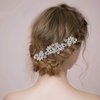 BriLove Wedding Hair Accessories Bridal Hair Comb Bohemian Boho Crystal Cluster Flower Vine Leaf Bling Comb for Bride and Women Clear Silver-Tone
