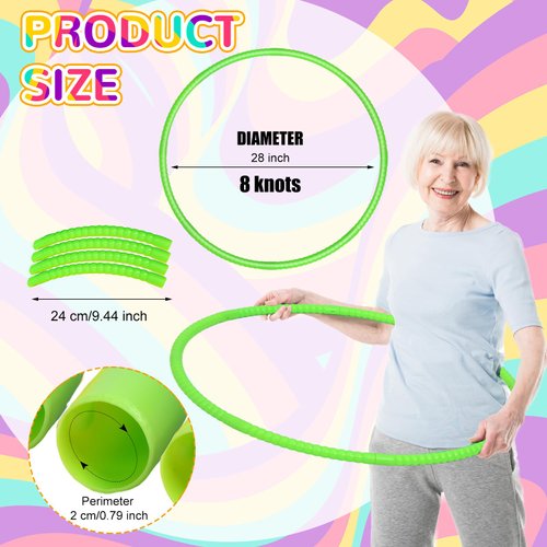 Shappy 6 Pcs Exercise Hoop Detachable Adjustable Plastic Toy Hoop Playground Toys Colored Hoop Circles for Teens Games Gymnastics Dog Agility Equipment Party Decor, 28 Inch (Green)