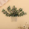 Rumtock Vintage Green Crystal Beads Hair Comb for Women Girls Wedding Bridal Hair Accessories Jewelry Branch Hair Jewelry (Green)