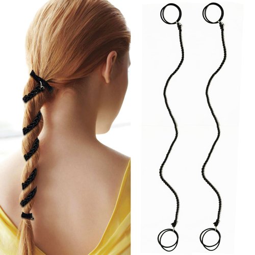 Dilexwen 2 Pack Ponytail Wrap Hair Tie For Sports, Elastic Hair Tie No Damage For Long Thick Hair, Ponytail Holders Tangle Free Hair Ties For Women Beach Swim Surfing Riding，25''