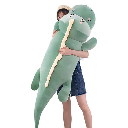 OULV Dinosaur Plush Toy Pillow,Cute Dinosaur Stuffed Animals Doll,Soft Lumbar Back Cushion Big Dinosaur Plushies Stuffed Toy Cute Pillows,Great Gift for Kids Birthday,Valentine (Green,31.4in)