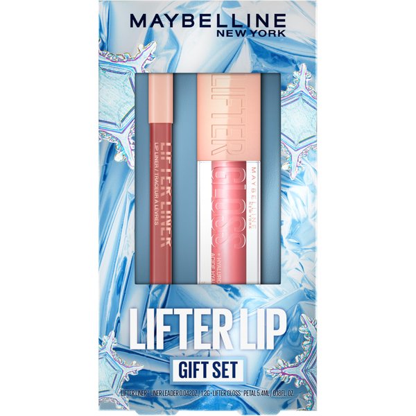 Maybelline Lifter Gloss and Lifter Liner Makeup Gift Set, Lip Gloss and Lip Liner in Shades Petal and Line Leader