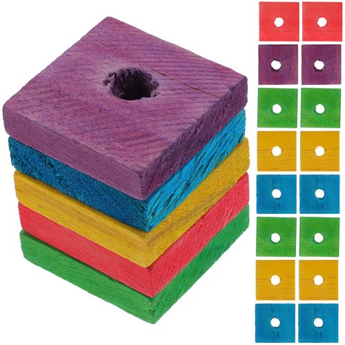 Sosoport 100 Pcs DIY Wood Chips Birds Toys Bird Cage Bulk Bird Toy Parts Small Bird Toys Parrots Parrot Nibbling Toy Cockatiel Bird Craft Parrot Chew Blocks Macaw Parrot Pendant Toys Wooden