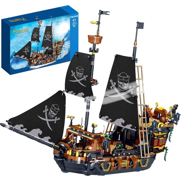 YBLOCK Pirates Ship Building Mini Blocks Set, Pirate Brick Toy Set,Building Blocks for Boys 8-14, Gift for Kids & Adult Collections Enthusiasts (1328 Pieces)