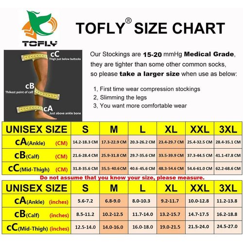 TOFLY® Thigh High Compression Stocking Footless for Women & Men, 1 Pair, Opaque, Support Hose 15-20mmHg Graduated Compression with Silicone Band - Varicose Veins, Swelling, Edema, DVT, Beige XL