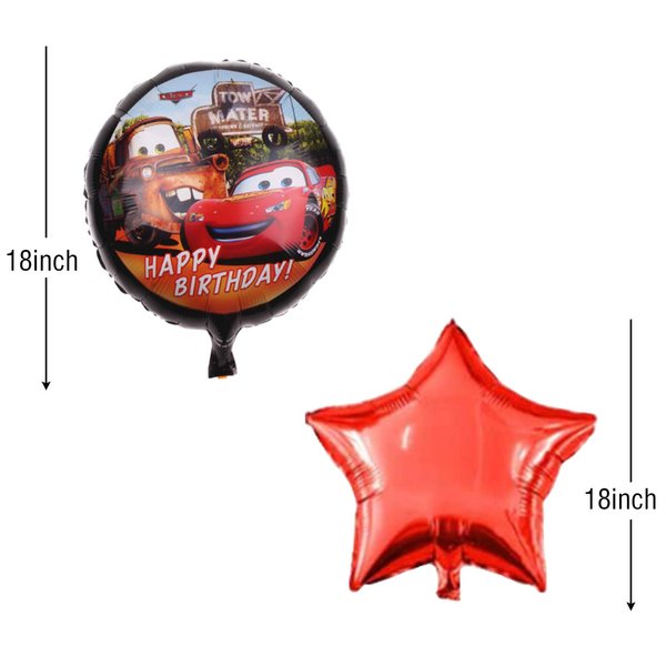 5PCS Lightning McQueen Cars Foil Balloons For Kids Birthday Baby Shower Car Theme Party Decorations