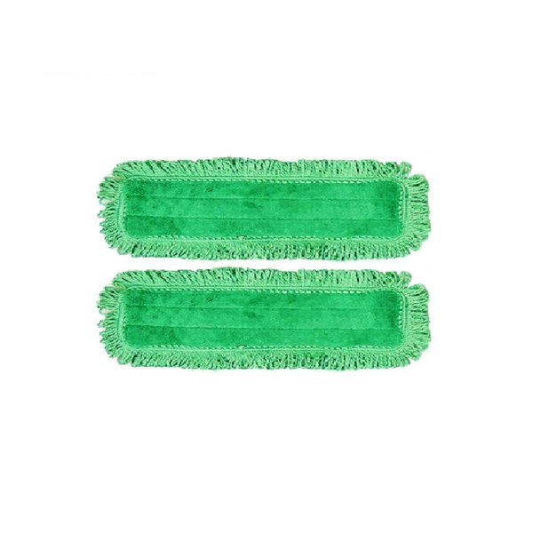 Real Clean 18 Inch Green Fringe Microfiber Dust Mop Pads (Pack of 2)