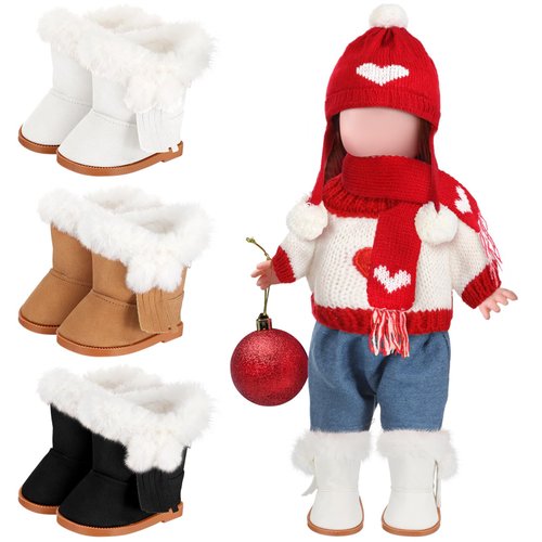 Bencailor 3 Pairs18 Inch Doll Boots Winter Doll Shoes Elf Doll Shoes American Dolls Shoes for Doll(Fresh Style)