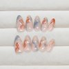Goldfish Press on Nails Short Almond Fake Nails with 3D Water Drops Designs Summer Cute Blue Gradient False Nails Glossy Blooming Full Cover Acrylic Nails Stick on Nails for Women Manicure Decor 24Pcs