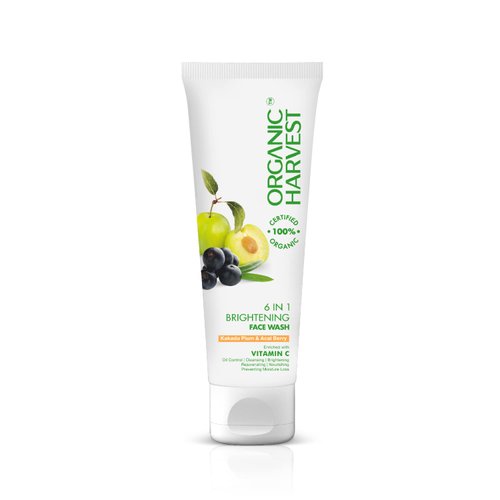 Organic Harvest 6-in-1 Brightening Face Wash: Kakadu Plum & Acai Berry | Daily Use Face Wash for Men & Women | 100% American certified organic | Sulphate & Paraben-free 100gm
