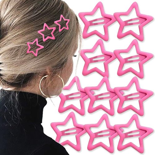 Pink Star Hair Clips for Girls Cute Small Hair Clips for Kids Pentagram Star Clips for Hair Barrettes Metal Hair Clip Kawaii Pink Hairpin Snap Hair Clips Pink Hairclips Hair Accessories for Women