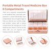Portable Metal Travel Medicine Box with a Mirror / 8 Compartments (Rose Gold)