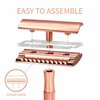 Bambaw Safety Razor for Women with 5 Double Edge Safety Razor Blades, Double Edge Razor, Reusable Razor, Plastic Free – Rose Gold