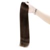 Full Shine Brown Weft Hair Extensions Real Human Hair Straight Remy Hair Bundles 105G Double Weft Extensions Dark Brown Sew In Hair Extensions Real Human Hair Weave Extensions Human Hair Wefts 24 Inch