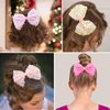 PRETTYLIFE Shiny Sequins Hair Bows for Girls, 4 Pieces Pink Style Glitter Mesh Alligator Hair Clips Accessories 4.7" for Kids Teens (Style-1)