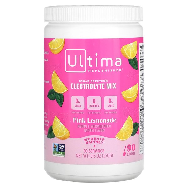 Ultima Replenisher Daily Electrolyte Drink Mix – Pink Lemonade, 90 Serving – Hydration Powder with 6 Key Electrolytes & Trace Minerals – Keto Friendly, Vegan, Non-GMO & Sugar-Free Electrolyte Powder