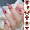 editTime Metal Alloy Nail Charms Rhinestones Kit 3D Gold Silver Stars Butterfly Heart Rose Flower Nail Gems Shiny Crystal Rhinestones Diamonds Jewelry (red-30)