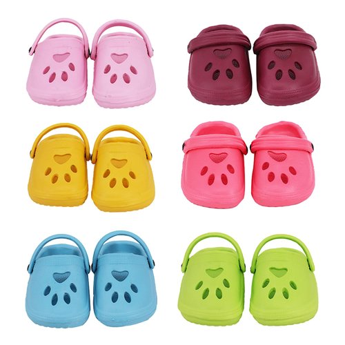 6 Pairs of Classic Clogs, 18” Doll Shoes American Doll Shoes 18 in Doll Accessories for Creating a Summer Look