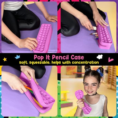 Original Stationery Fidget Pop Stationery Set, Pop Fidget Toy Set with Fidget Notebook & Fun Girl Fidget Toys for Car Rides, Fidgets for Girls 8-10