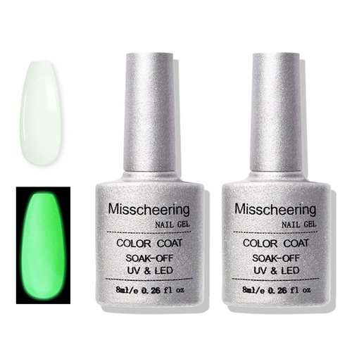 KYDA 2 Bottles Luminous Nail Gel Top Coat Set, Glow in the Dark Nail Gel Top Coat, Soak-off Nail ...