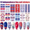 WOKOTO 12 Sheets 168 Pieces 4th of July Nail Polish Stickers Full Nail Wraps for Women Gel Nail Stickers Independence Day American Flag Nail Gel Wraps for Women Stick On Nails Polish Strips