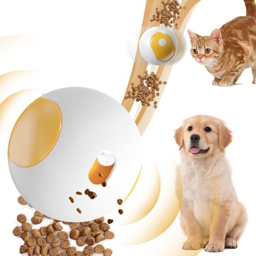 Oiuyamn Dog Treat Ball, Intelligent Interactive Dog Toy Ball, Adjustable Food Dispensing Toys, USB Charging, Automatic Rolling Balls