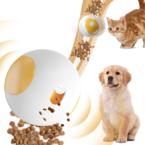 Oiuyamn Dog Treat Ball, Intelligent Interactive Dog Toy Ball, Adjustable Food Dispensing Toys, USB Charging, Automatic Rolling Balls