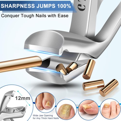 2024 Toe Nail Clippers for Thick Nails for Seniors, Popular Angled No Splash Self Collecting Fingernail with Catcher & 16mm Ultra Sharp Wide Jaw Nail Clippers for Men, Novelty Gifts for Men Women