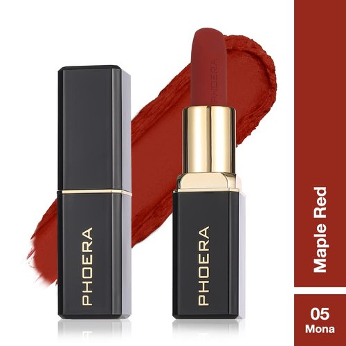 Phoera Non Transfer Lipstick Waterproof, smudge-proof and mask-proof feeling weightless Pigmented Formula Long-Lasting Lipstick That Are Mask, Water and Sweat Proof. (05 Mona)