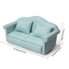 Dollhouse Couch Miniature Furniture Sofa with Pillows for Living Room Desktop Decoration Fabric Sofa Mini Home Scene Accessories Ornament (Double Sofa, Green)