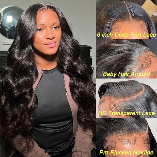 Hailriss 26 Inch 13x6 Lace Front Wigs Human Hair Body Wave Lace Frontal Human Hair Wigs for Women HD Transparent Lace Glueless Wigs Pre Plucked Hairline Brazilian Virgin Body Wave Wig