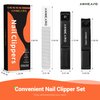 Nail Clippers with Glass Nail File, ANIHCANO Ultra Sharp Nail Clipper Set, Professional Fingernail & Toenail Clippers Nail Cutter for Men and Women (Black)