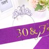 YARIEW 30th Birthday Decorations 30th Birthday Headband + 30 & Fabulous Birthday Sash + Pearl Pin Set, 30th Birthday Sash and Tiara for Women, Happy 30th Birthday Gifts for Women