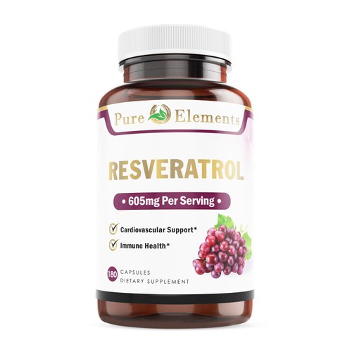 Pure Organic Elements Resveratrol 1450mg Extra Strength Formula to Promote Better Skin and Immunity with Green Tea Extract,Grape Seed Extract,Red Wine Extract and Others 90 Days Supply