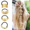 Metal Hair Ties, Hair Cuff Wrap Ponytail Holders, Gold Geometric Hair Elastic Ring for Thick Long Women Hair Accessories (Pattern D)