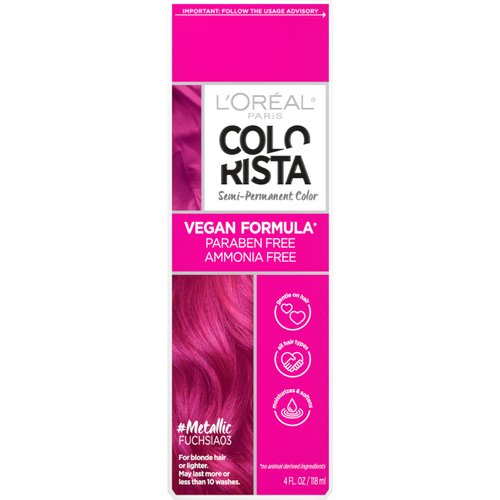 L'Oreal Paris Colorista Metallic Semi Permanent Hair Color for Bleached or Blonde Hair, Color Depositing Hair Mask Formula, Purple
