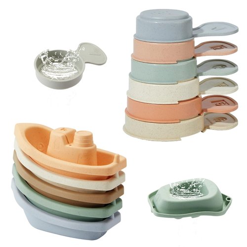 BYKASIST Bath Toys Floating Boats with Bathing Spoon, 11 Pcs Mold Free Bath Toys for Babies 6-12 Months/Kids Ages 1-3, Baby Bathtub Shower Toys Presents for Toddlers Boys Girls