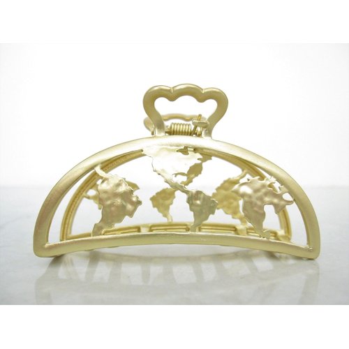 Generic Gold map metal hair claw clip jaw clip