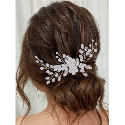 Yean Flower Bride Wedding Hair Comb Silver Crystal Bridal Hair Piece Rhinestone Hair Accessories for Women and Girls