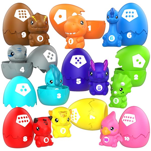 Dinosaur Baby Learning Toys for Toddlers 1-3, 20Pcs Dino Matching Egg Toys, Montessori Counting, Stacking & Sorting Fine Motor Games, Christmas Birthday Gift for Kids Boys Girls Age 12-18 Months