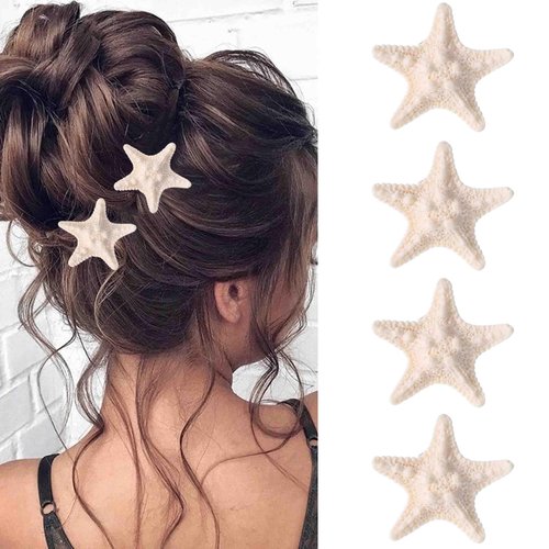 BARTOSI Starfish Hair Clips Mermaid Hair Accessories Seashell Hair Pins Hair Accessories for Women and Girls (Pack of 4)