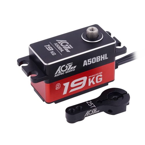 AGFRC 19KG Low-Profile Programmable-Digital-Servo - 0.073Sec High Speed Full Metal Gear Brushless RC Servo with 25T Metal Servo Horn for 1/10 RC Car, Control Angle 180° (A50BHL)