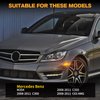 POPMOTORZ Full LED Front Bumper Side Marker Light Assembly, Amber Blinker Signal Lamp Kit Compatible With 2008-2011 Mercedes W204 C250 C300 C350 & 2008-2013 C63 AMG Driver & Passenger Side-Smoked Lens