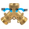 Hourleey Brass Garden Hose Splitter (2 Way), Solid Brass Hose Y Splitter 2 Valves with 2 Extra Rubber Washers (Brass)