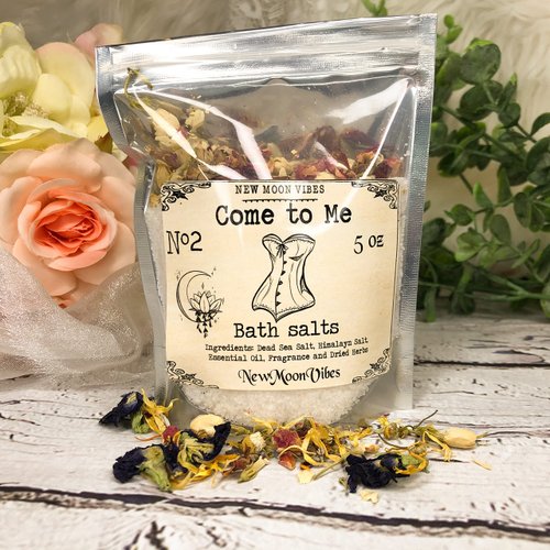 Come to Me Essential Oils Herbal Spell Ritual Bath Salts with Real Herbs Botanicals Infused Romance Fall in Love of Your Life Attraction Affection Attention Boyfriend Husband
