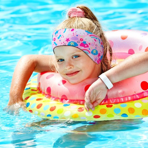 Zhanmai 4 Pieces Kids Swimming Headband Adjustable Swimmer's Headband Waterproof Water Headband Ears Band Kids Swimming Ear Covers for Ear Protection (Unicorn Style,22 Inch)